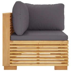 Garten Ecksofa Teakholz Dunkelgraue Kissen