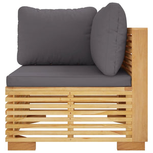 Garten Ecksofa Teakholz Dunkelgraue Kissen