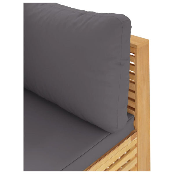 Garten Ecksofa Teakholz Dunkelgraue Kissen