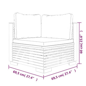 Garten Ecksofa Teakholz Dunkelgraue Kissen