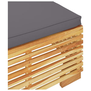Gartenhocker Teakholz mit Dunkelgrauem Kissen