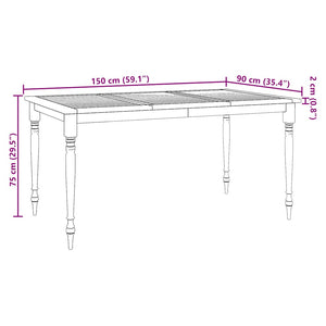 vidaXL Table Batavia 150x90x75 cm Bois de teck massif