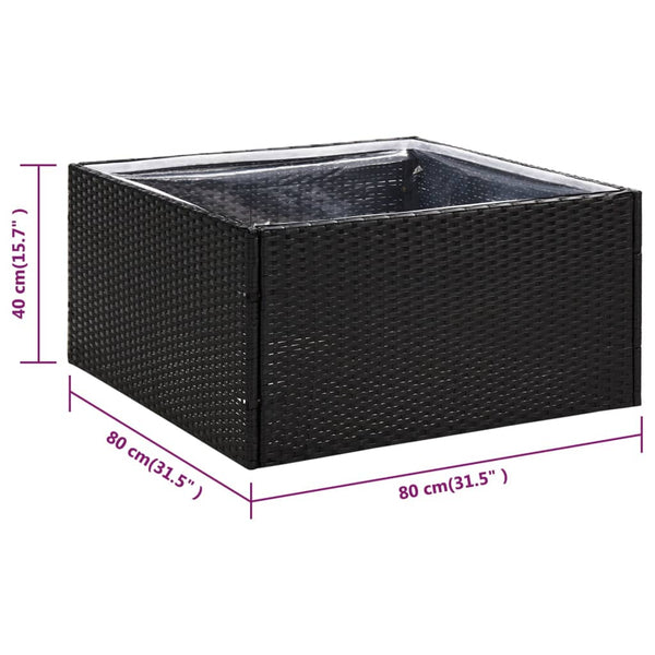 Schwarzer Pflanzkübel 80x80 cm Poly Rattan
