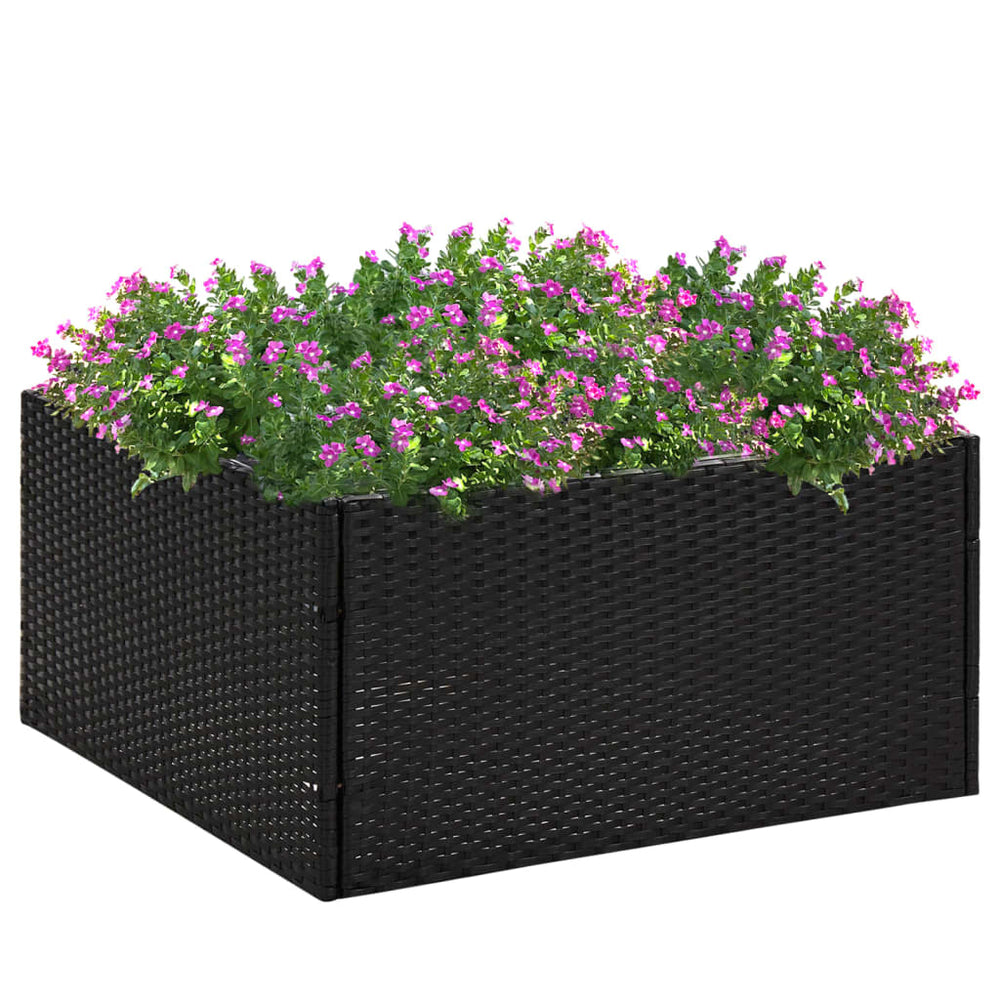 Schwarzer Pflanzkübel 80x80 cm Poly Rattan