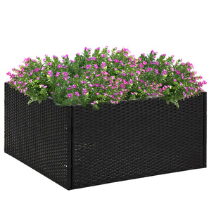 Schwarzer Pflanzkübel 80x80 cm Poly Rattan