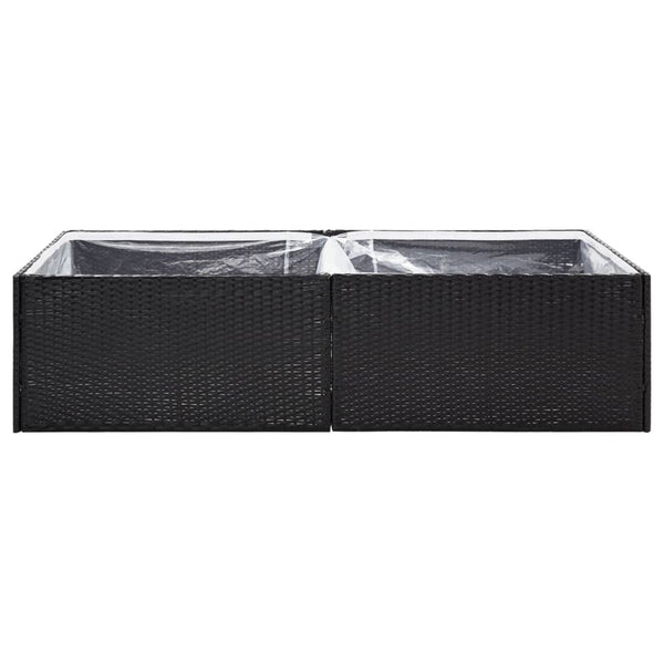 Schwarzer Pflanzkübel 157cm Poly Rattan