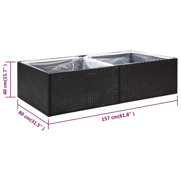Schwarzer Pflanzkübel 157cm Poly Rattan