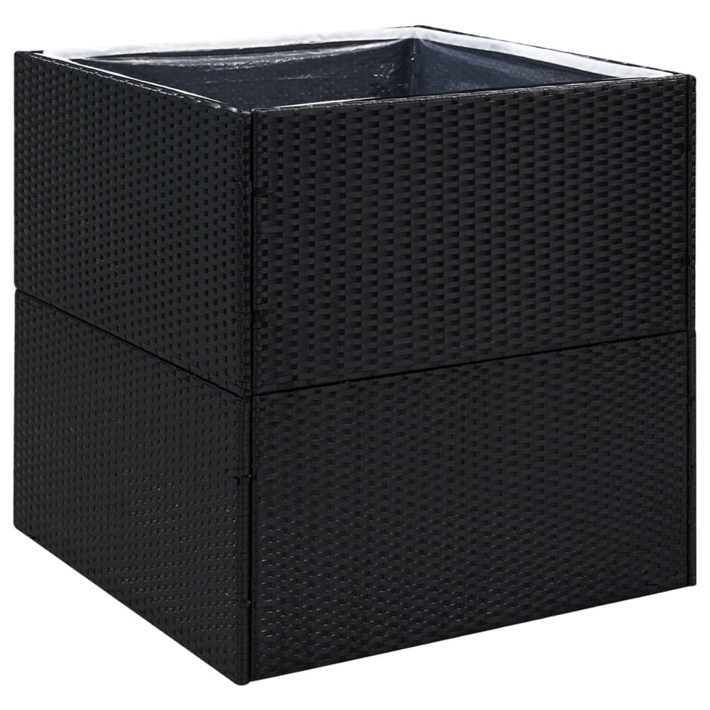 Schwarzer Pflanzkübel 80x80x80 cm Poly Rattan