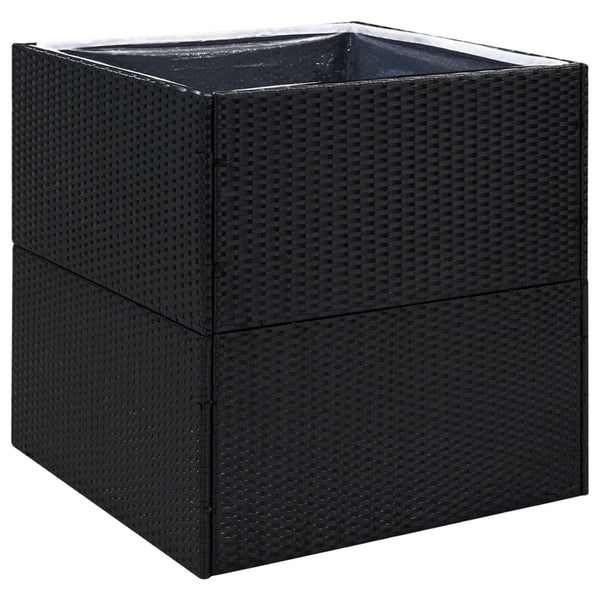 Schwarzer Pflanzkübel 80x80x80 cm Poly Rattan