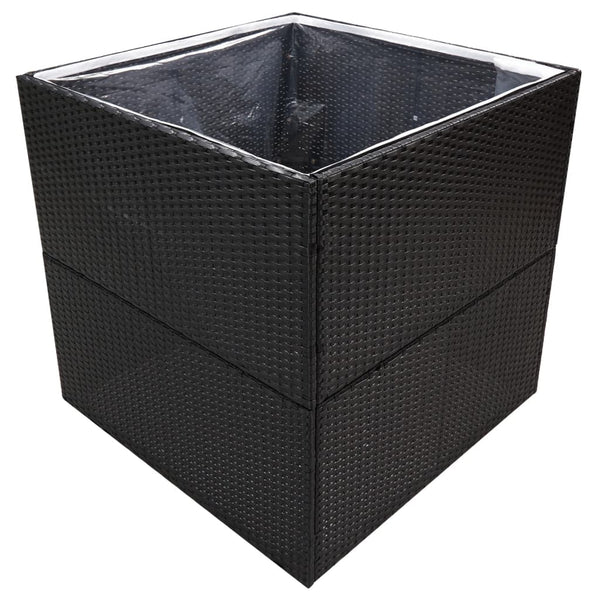 Schwarzer Pflanzkübel 80x80x80 cm Poly Rattan