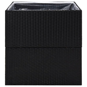 Schwarzer Pflanzkübel 80x80x80 cm Poly Rattan