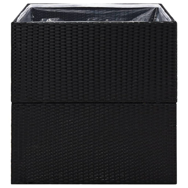 Schwarzer Pflanzkübel 80x80x80 cm Poly Rattan