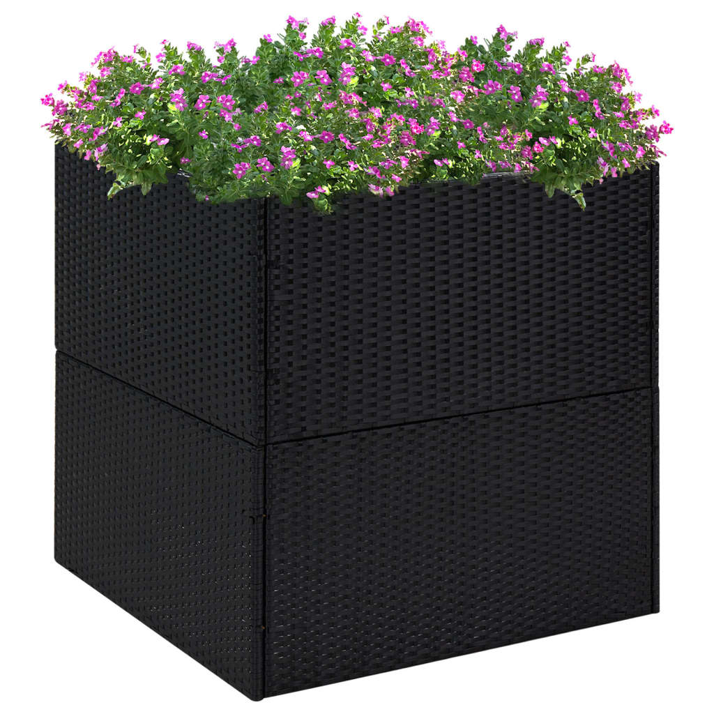 Schwarzer Pflanzkübel 80x80x80 cm Poly Rattan