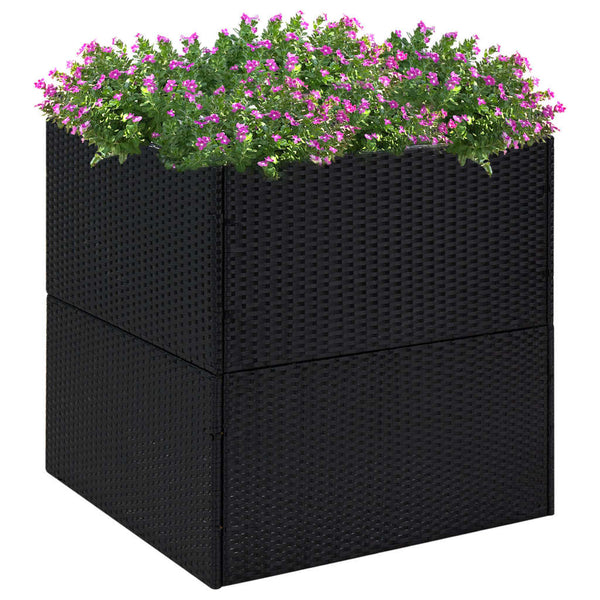Schwarzer Pflanzkübel 80x80x80 cm Poly Rattan