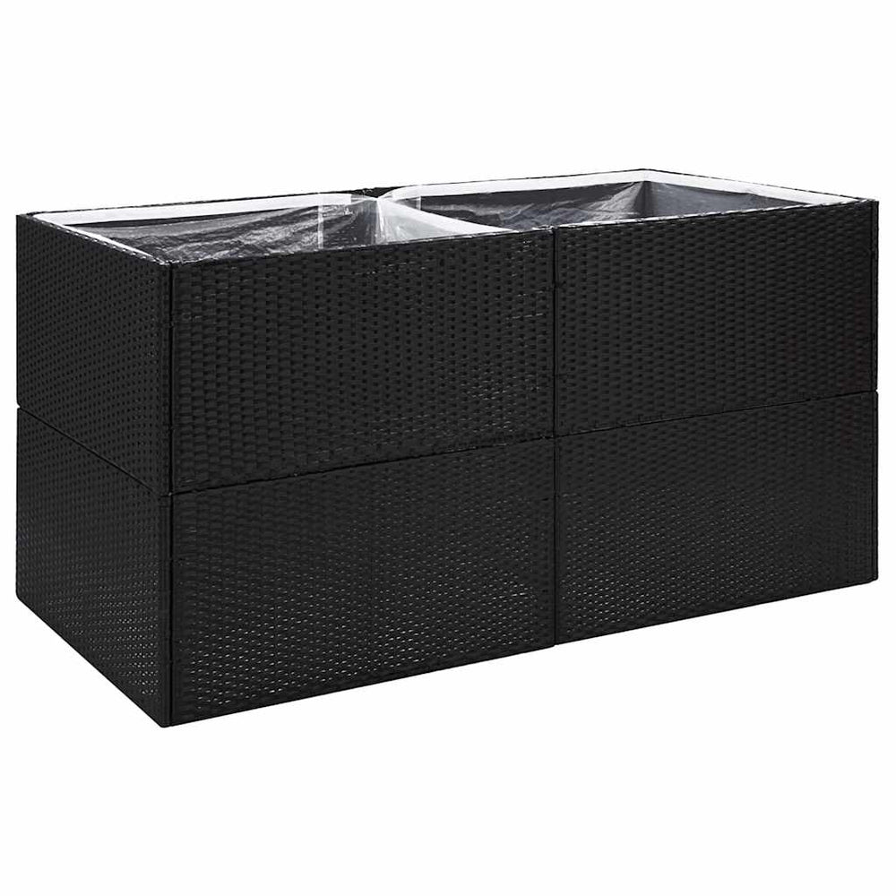 Schwarzer Pflanzkübel 157 cm Poly Rattan