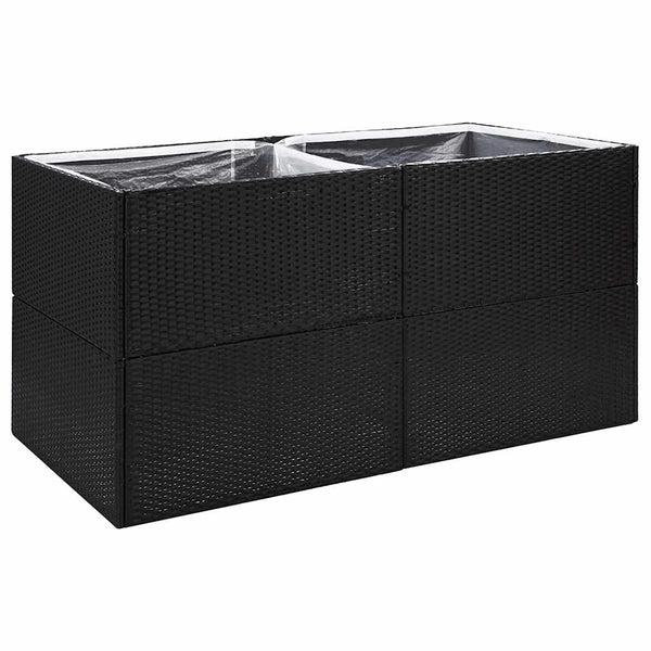 Schwarzer Pflanzkübel 157 cm Poly Rattan
