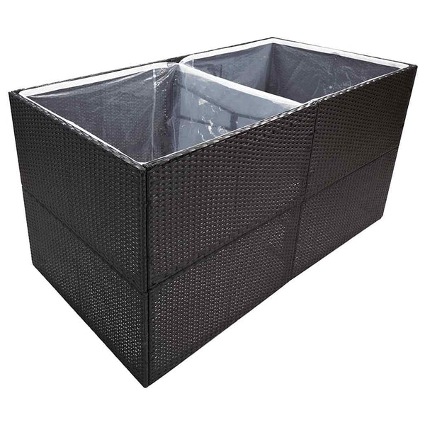 Schwarzer Pflanzkübel 157 cm Poly Rattan