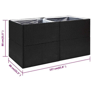 Schwarzer Pflanzkübel 157 cm Poly Rattan