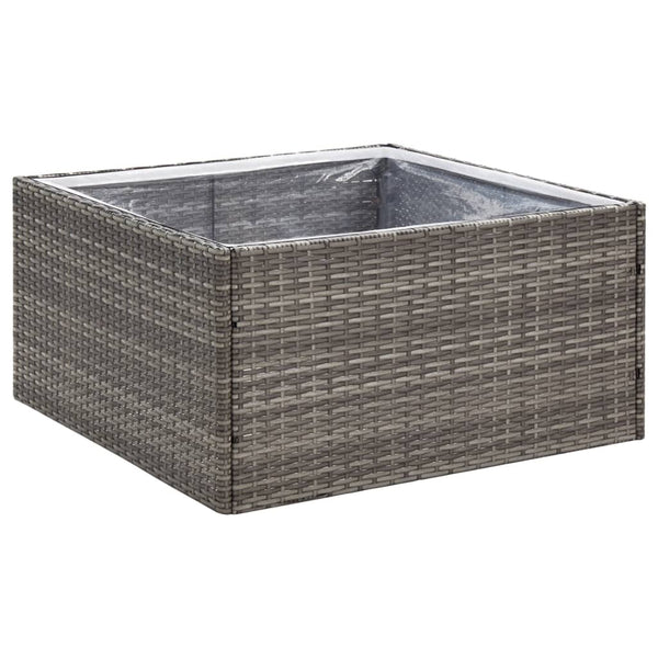 Grauer Pflanzkübel 80x80 cm Poly Rattan