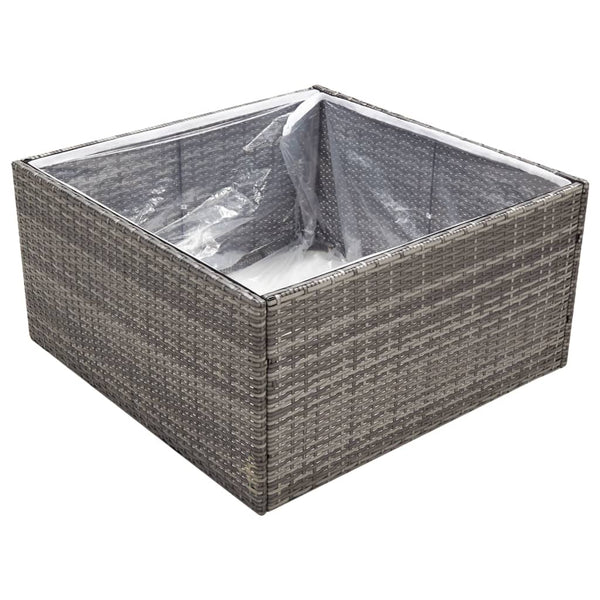 Grauer Pflanzkübel 80x80 cm Poly Rattan