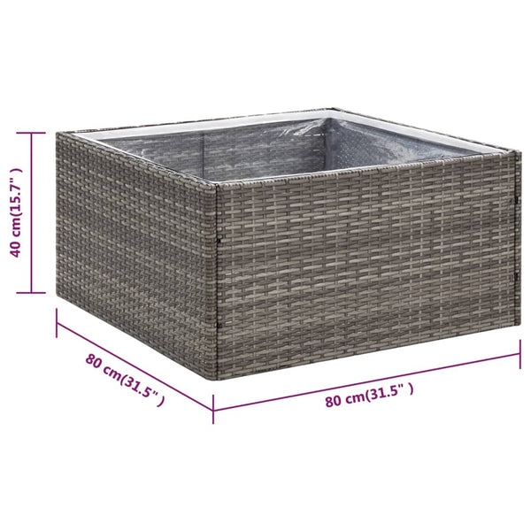 Grauer Pflanzkübel 80x80 cm Poly Rattan