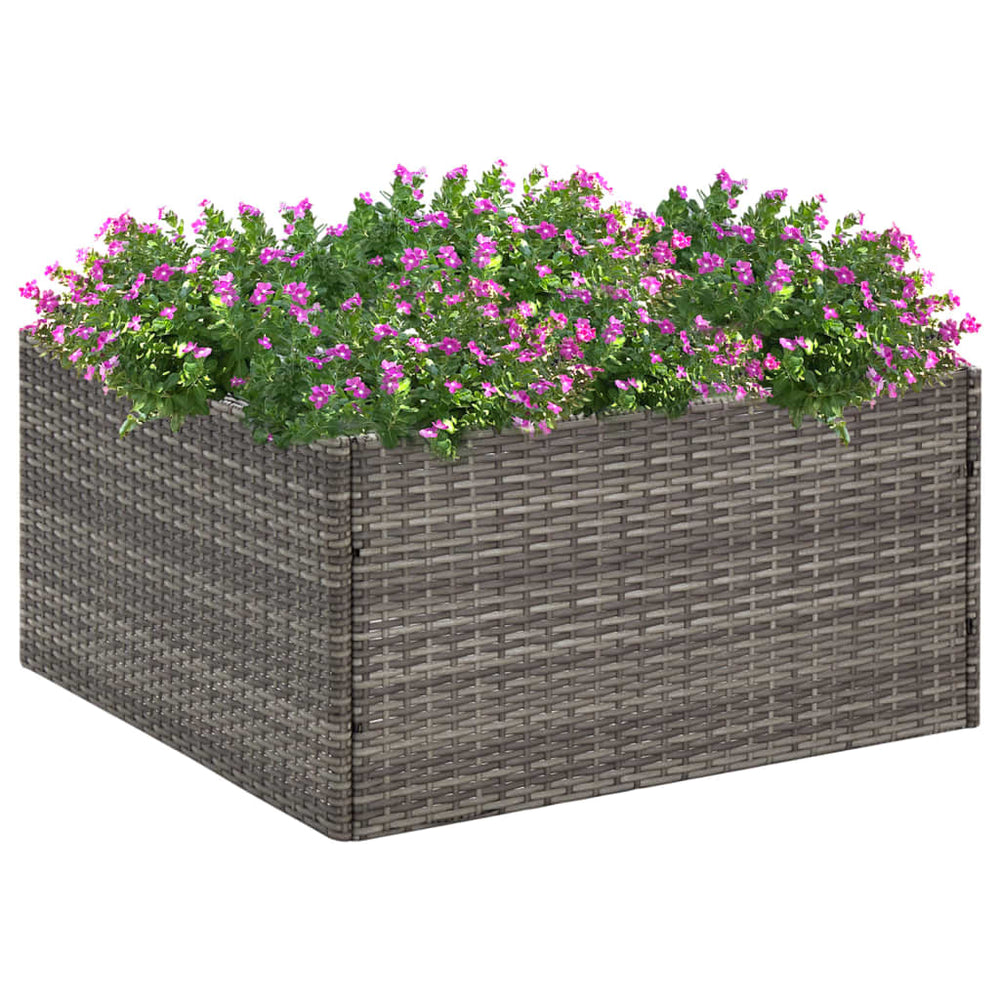 Grauer Pflanzkübel 80x80 cm Poly Rattan