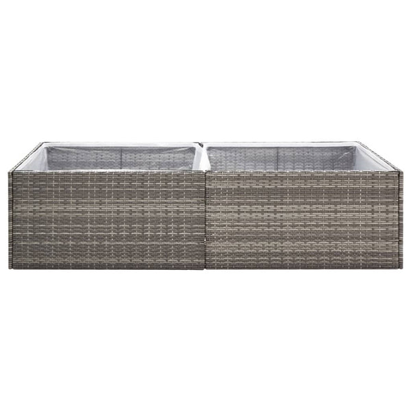 Grauer Poly Rattan Pflanzkübel 157 cm