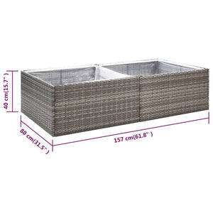 Grauer Poly Rattan Pflanzkübel 157 cm