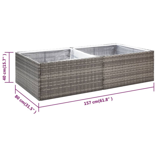 Grauer Poly Rattan Pflanzkübel 157 cm