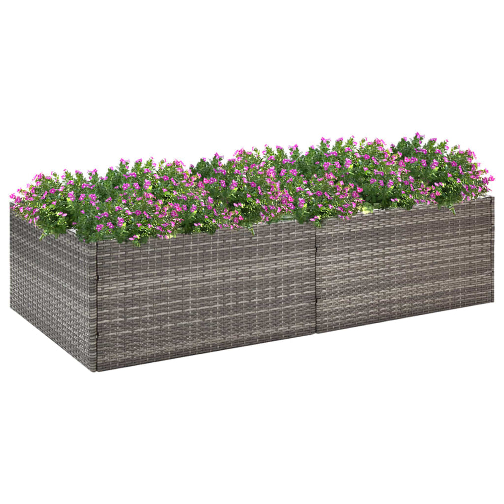 Grauer Poly Rattan Pflanzkübel 157 cm