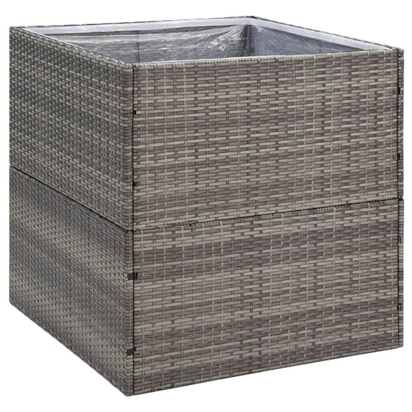 Grauer Pflanzkübel 80x80 cm Poly Rattan