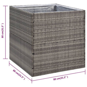 Grauer Pflanzkübel 80x80 cm Poly Rattan