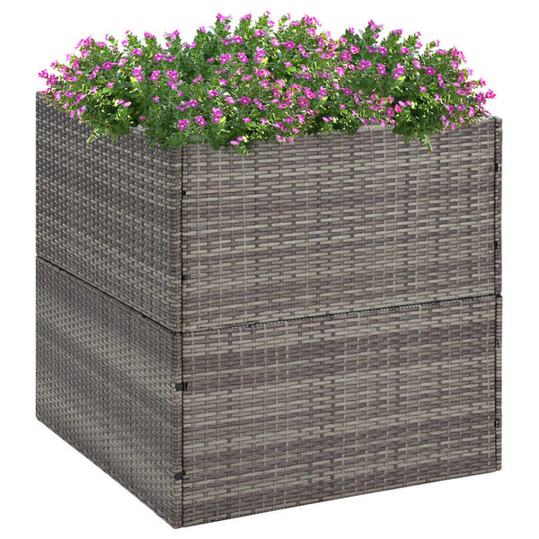 Grauer Pflanzkübel 80x80 cm Poly Rattan