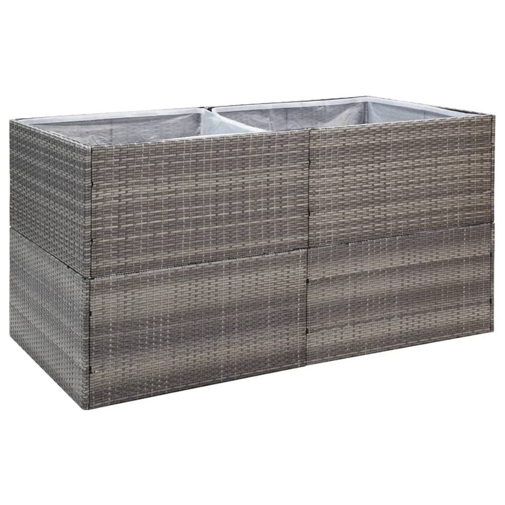 Grauer Pflanzkübel 157x80 cm Poly Rattan