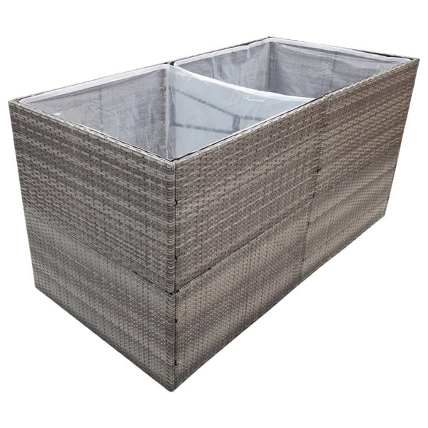 Grauer Pflanzkübel 157x80 cm Poly Rattan