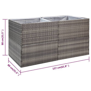 Grauer Pflanzkübel 157x80 cm Poly Rattan
