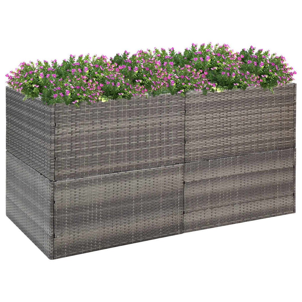 Grauer Pflanzkübel 157x80 cm Poly Rattan
