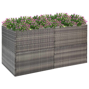 Grauer Pflanzkübel 157x80 cm Poly Rattan
