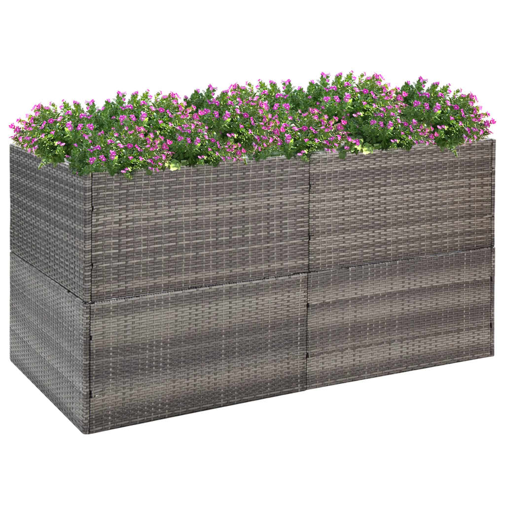 Grauer Pflanzkübel 157x80 cm Poly Rattan