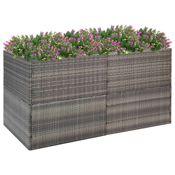 Grauer Pflanzkübel 157x80 cm Poly Rattan