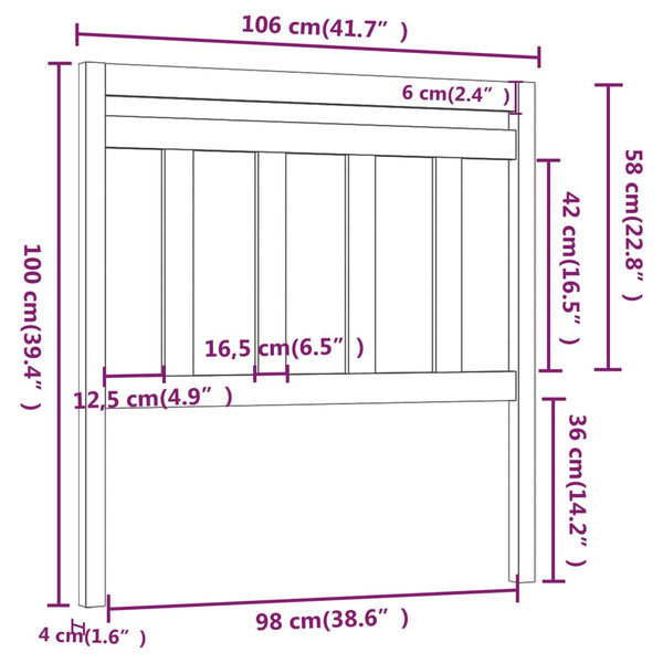 Graues Kiefer Massivholz Kopfteil 106cm