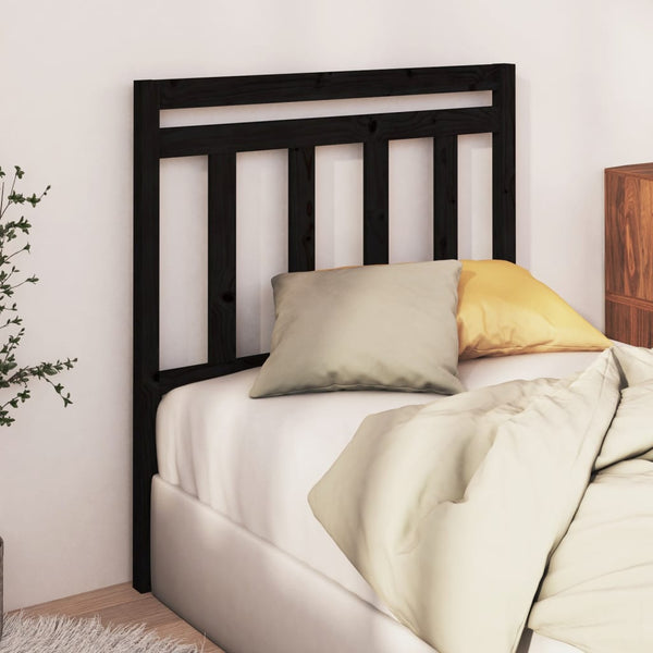 Schwarzes Kiefer Massivholz Kopfteil 106cm