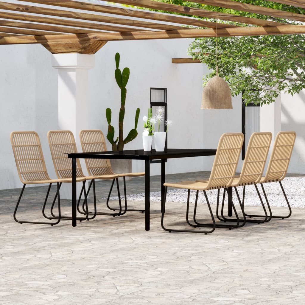 7-tlg. Garten-Essgruppe Eichen-Optik