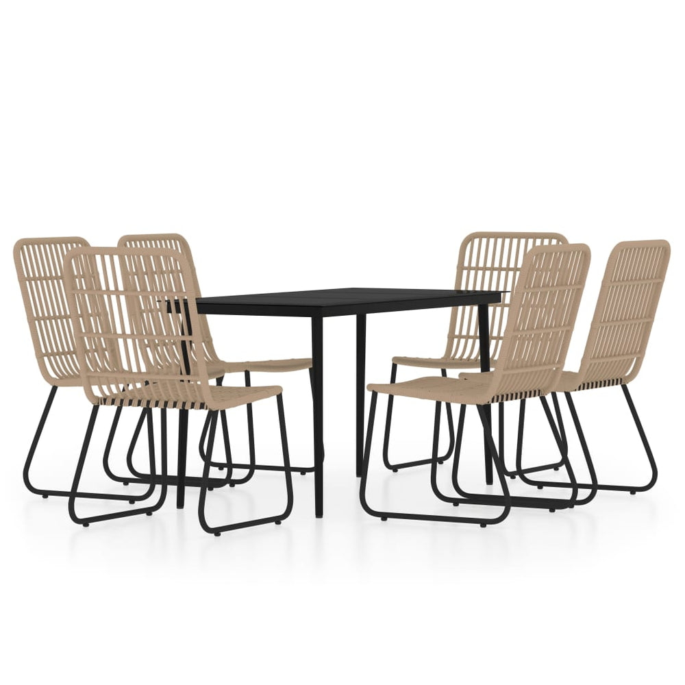 7-tlg. Garten-Essgruppe Eichen-Optik