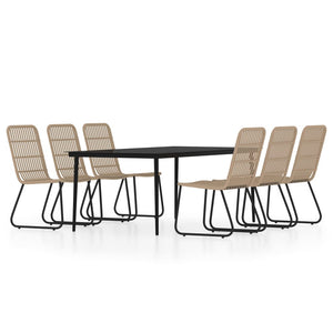7-tlg. Garten-Essgruppe Eichen-Optik