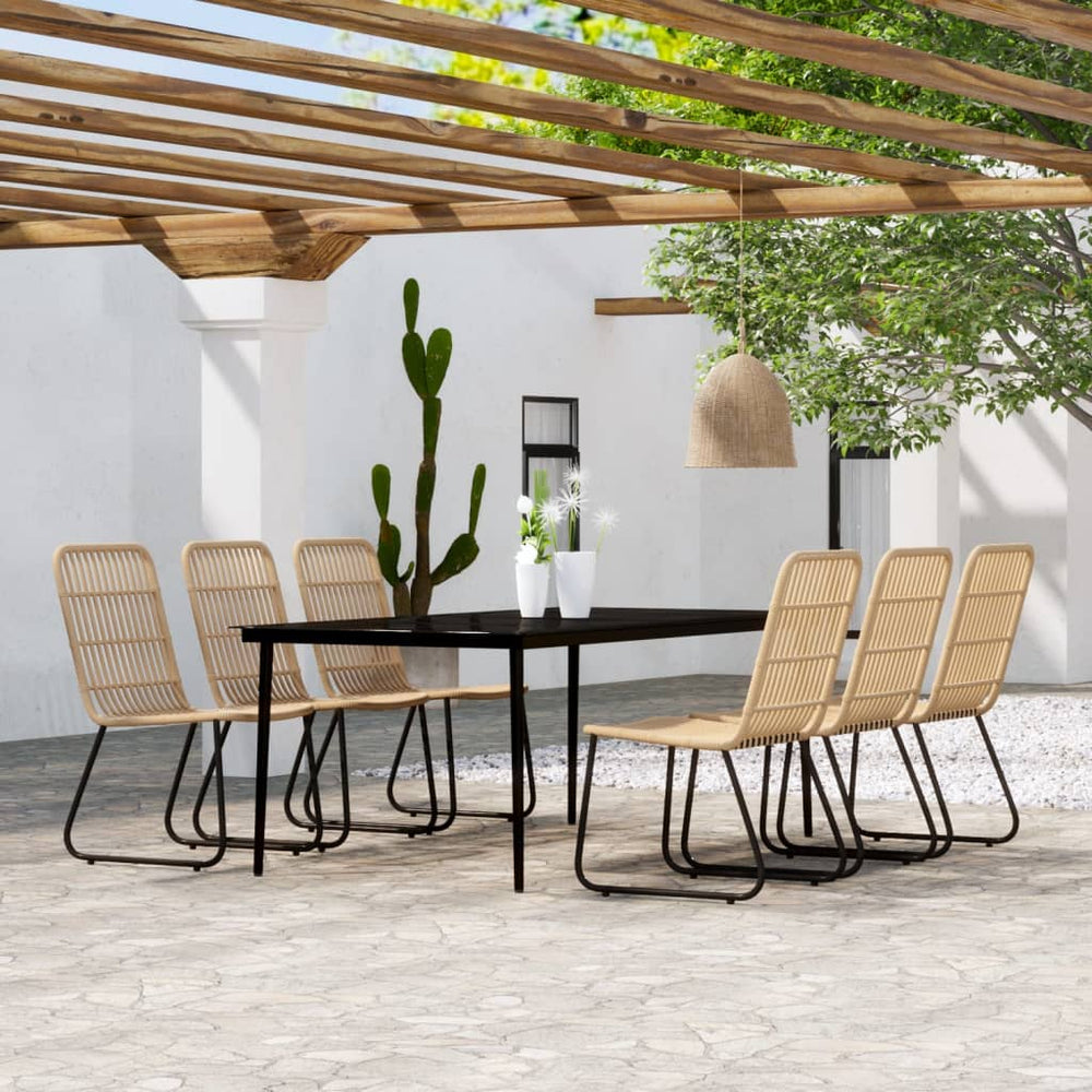 7-tlg. Garten-Essgruppe Eichen-Optik