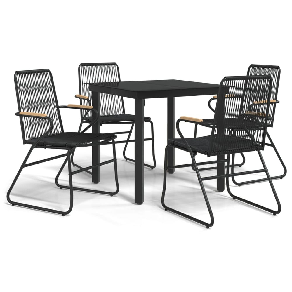 5-tlg. Garten-Essgruppe Schwarz PVC Rattan