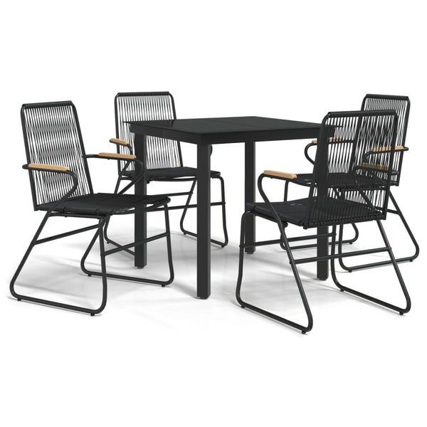 5-tlg. Garten-Essgruppe Schwarz PVC Rattan