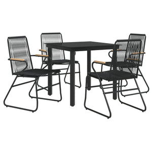 5-tlg. Garten-Essgruppe Schwarz PVC Rattan
