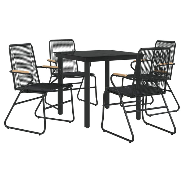 5-tlg. Garten-Essgruppe Schwarz PVC Rattan